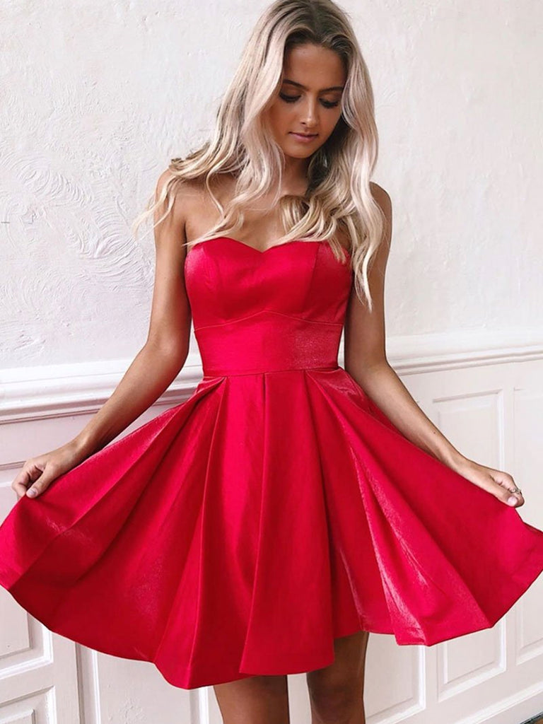Cute Strapless Backless Red Homecoming ...